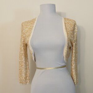 Bebe Sequined 3/4 Sleeve Shrug